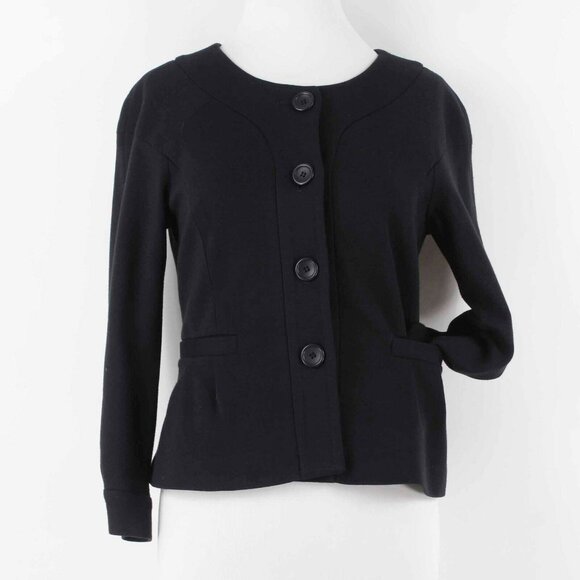 Theory Sz S Black Heavy Knit Lined Viscose Polyamide Blazer Jacket - Picture 2 of 6